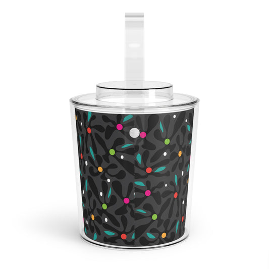 Chromatic Bloom Ice Bucket with Tongs