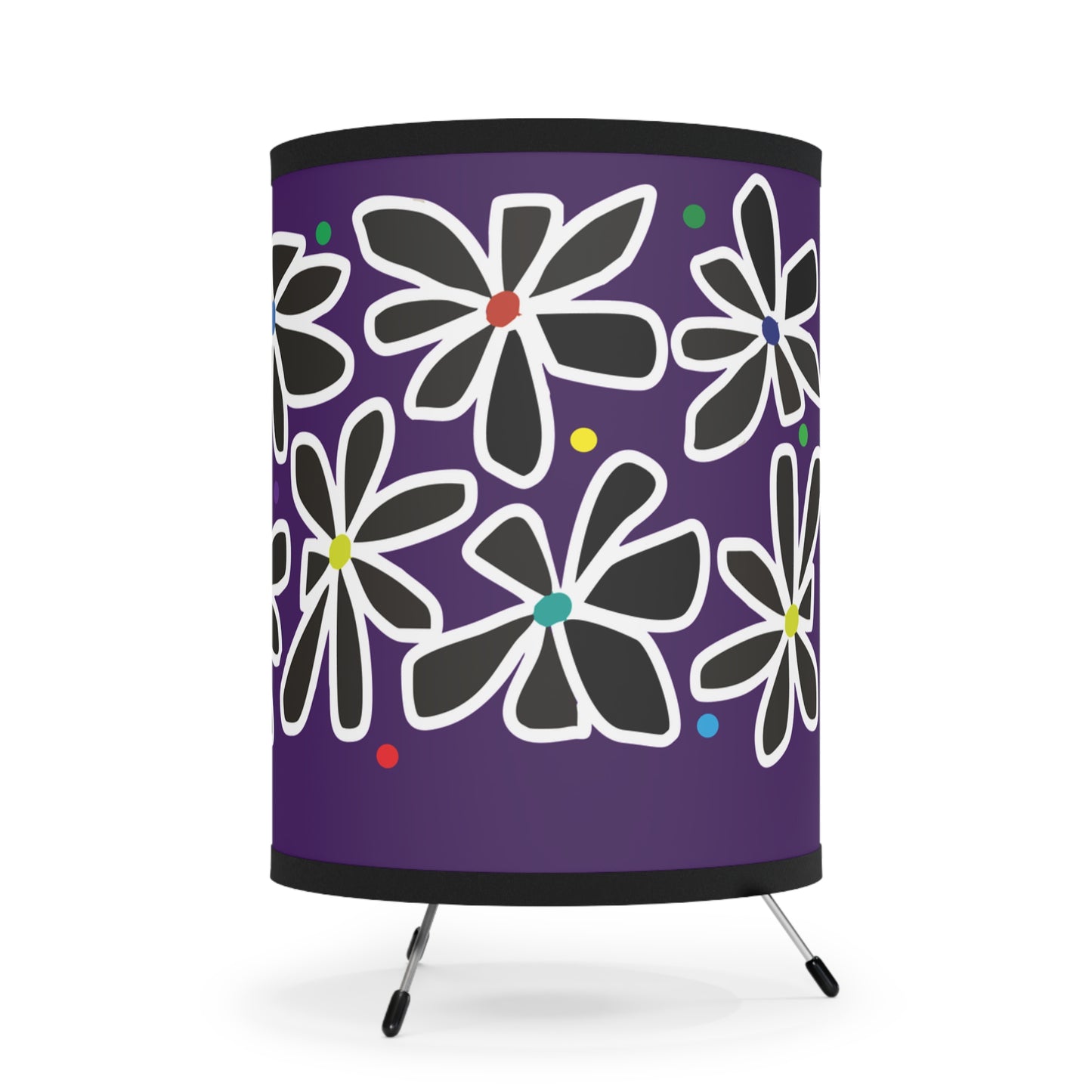 Purple Summer Flower Love Tripod Lamp with High-Res Printed Shade, US\CA plug