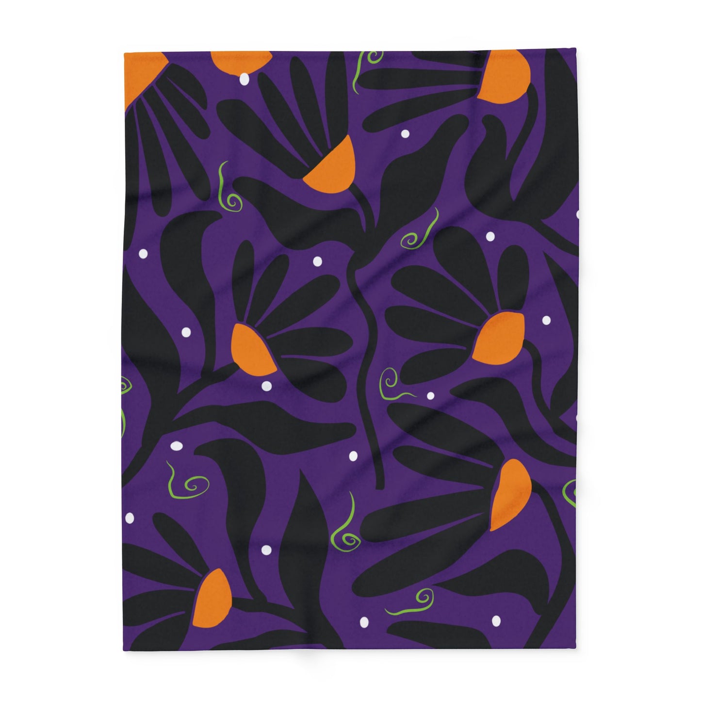 Orange Moon Flower Arctic Fleece Blanket