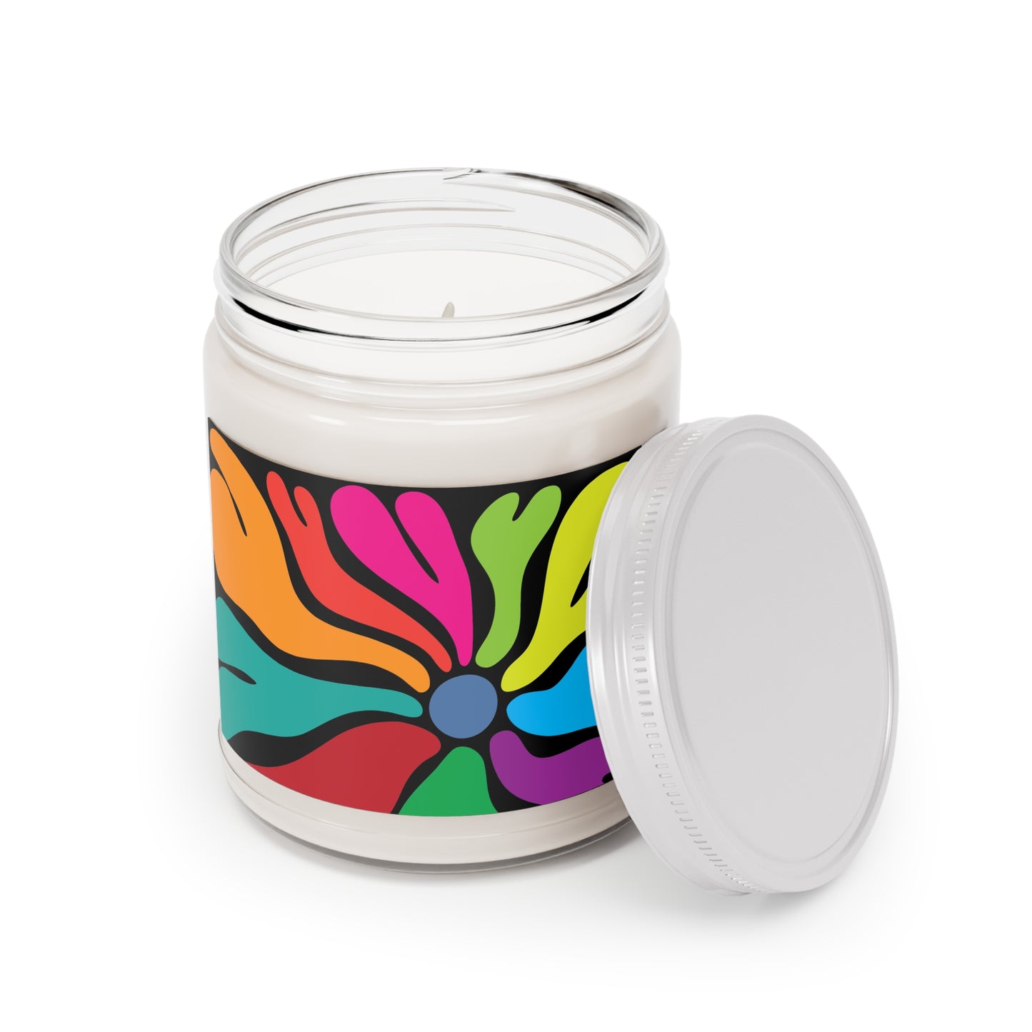 Hippie Flower Scented Soy Candles with White Lid, 9oz