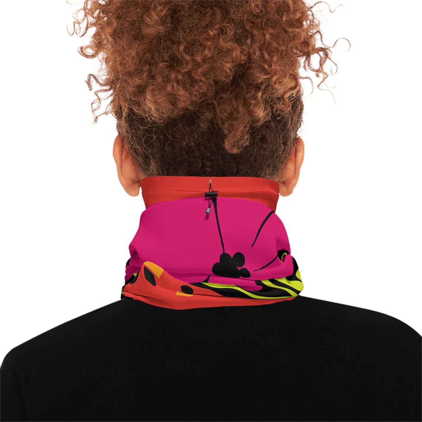 Reversible Pink/Orange Petal Pop Winter Neck Gaiter (with drawstring)