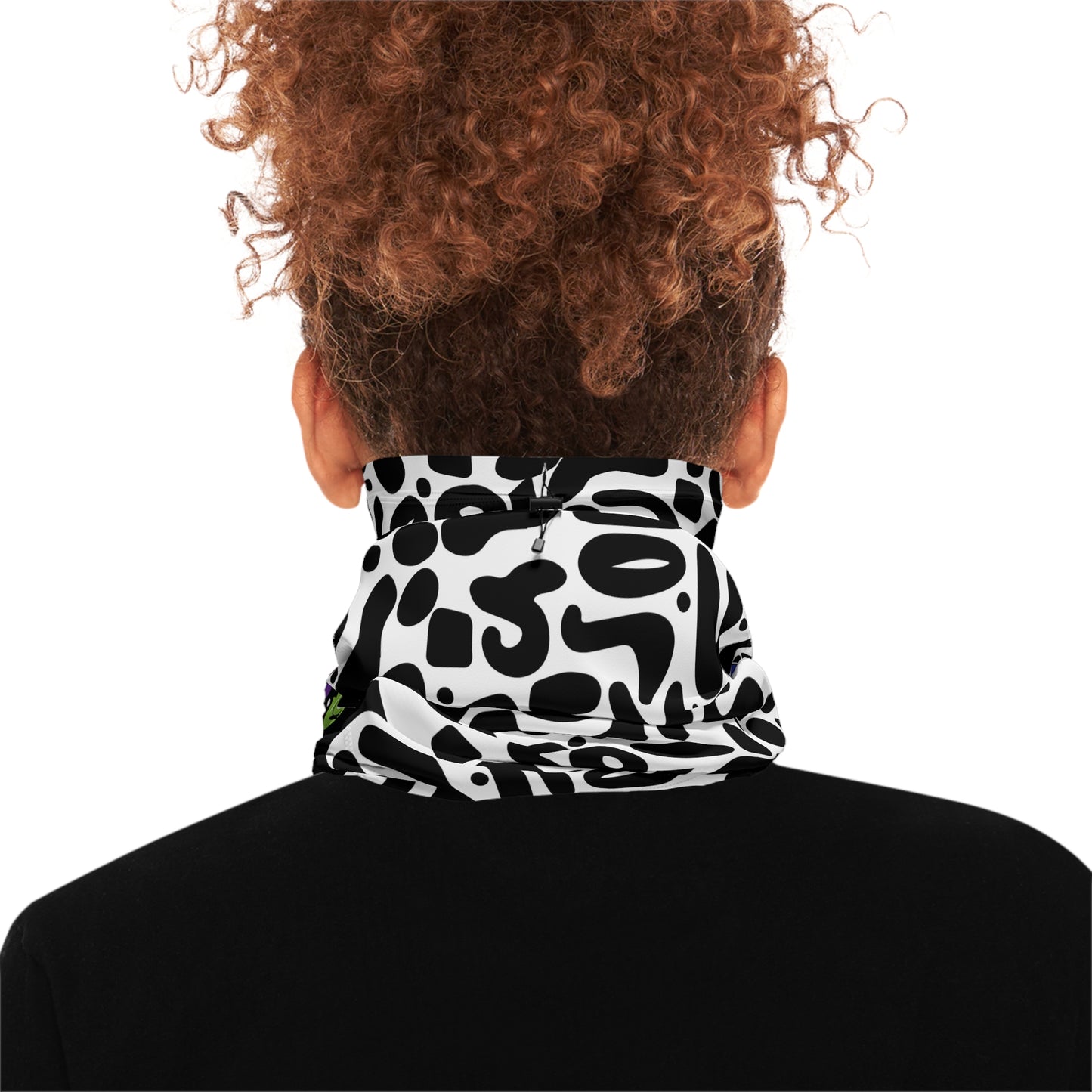Reversible Black & White Optic Pop Winter Neck Gaiter (with drawstring)