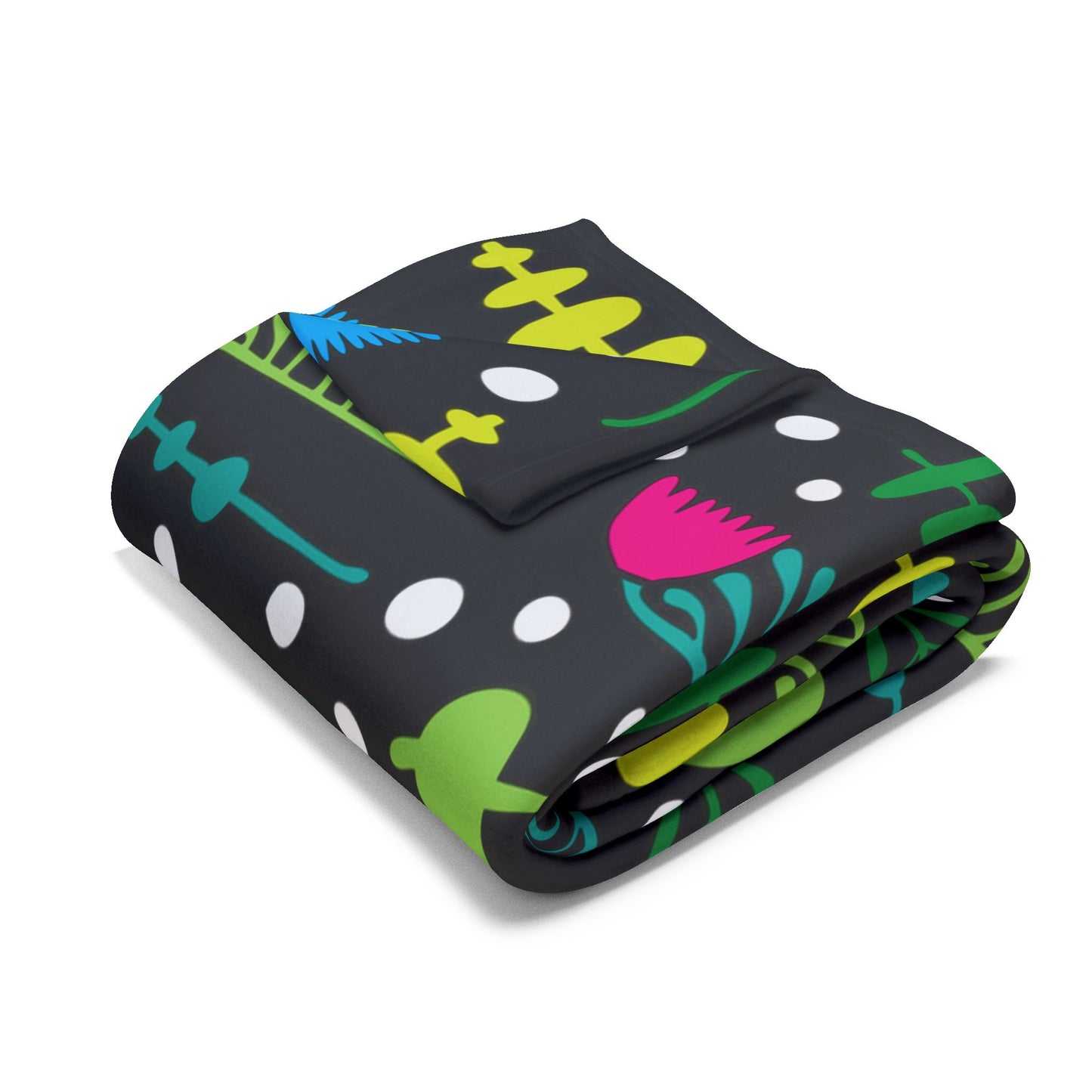 Black Groovy Garden Arctic Fleece Blanket