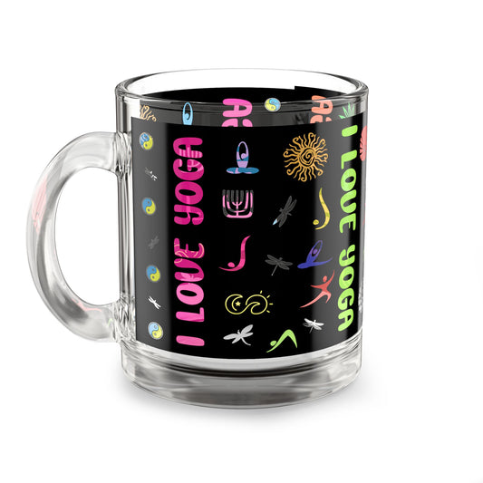 I Love Yoga Glass Mug, 10oz