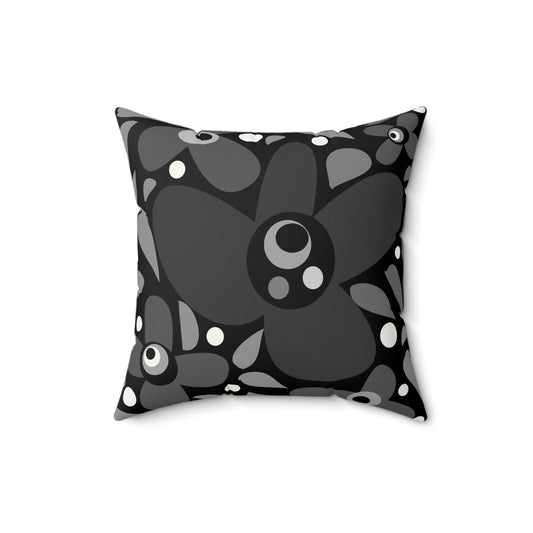Black Pop Petal Party Faux Suede Square Pillow Success