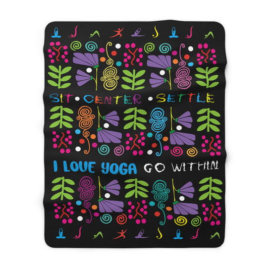 Black Groovy Sherpa Fleece Blanket