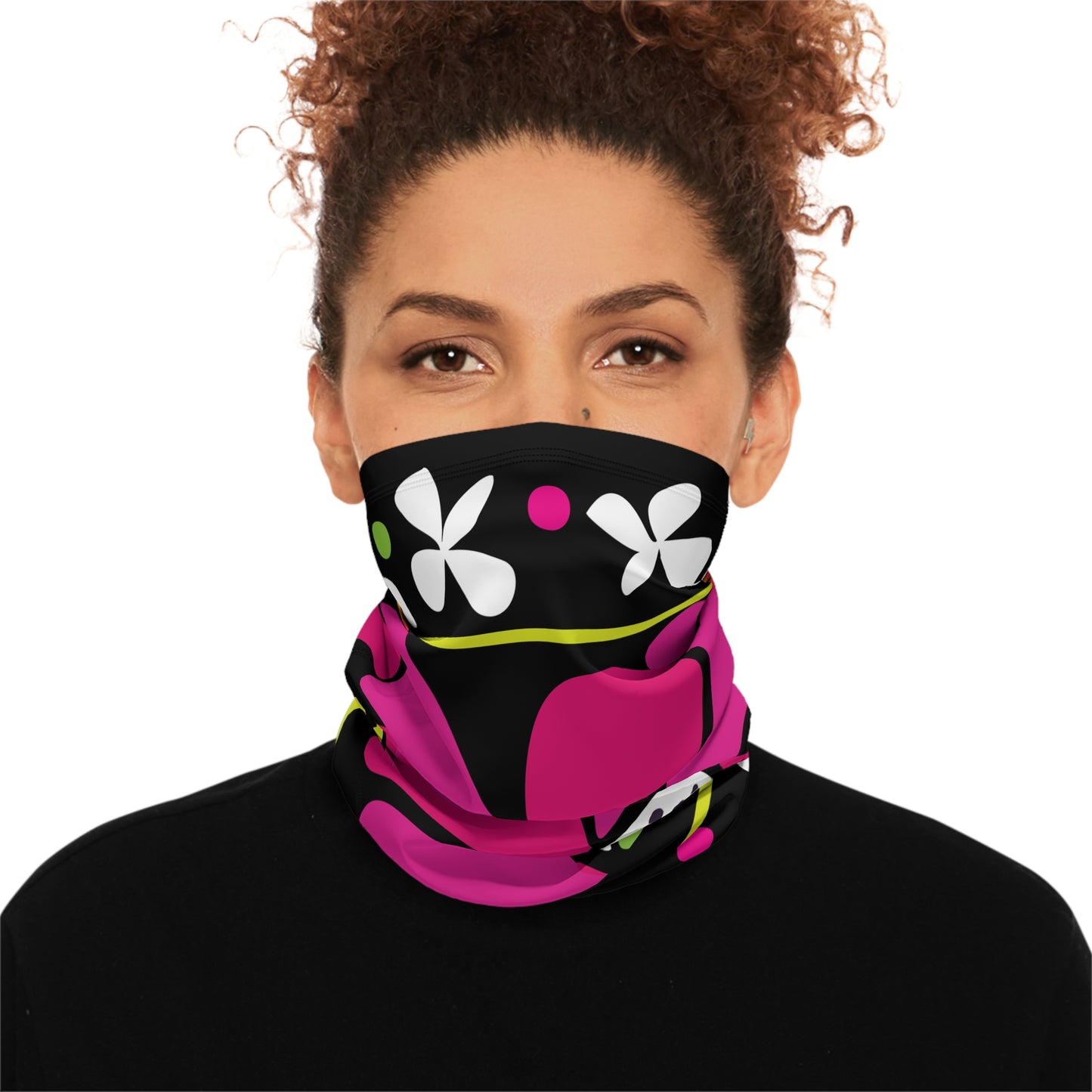 Reversible Pink/Orange Petal Pop Winter Neck Gaiter (with drawstring)