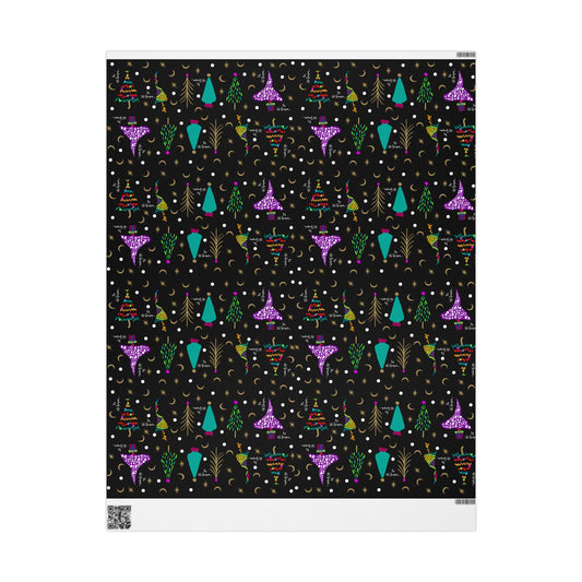 Purple Holiday Trees Wrapping Papers