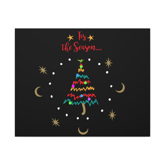 Tis the Season Funky Tree Stretched Canvas