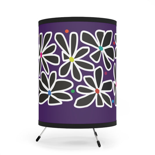 Purple Summer Flower Love Tripod Lamp with High-Res Printed Shade, US\CA plug