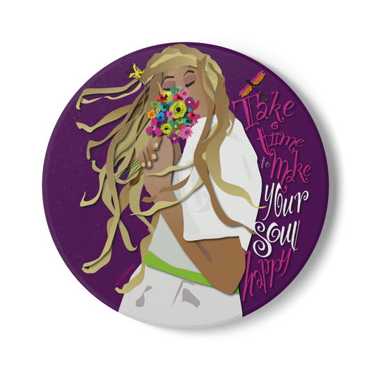 Smell the Flowers Ceramic Coaster