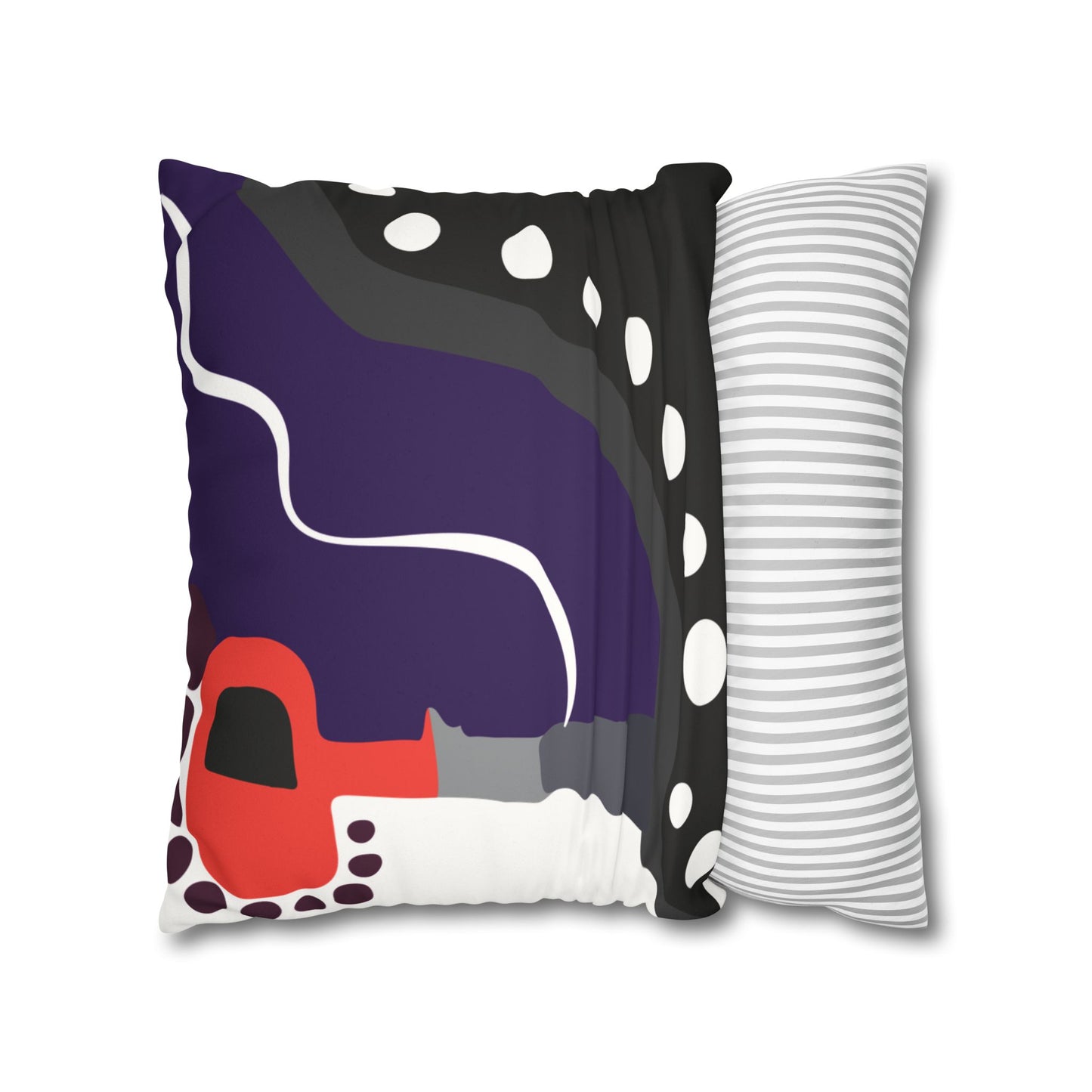 Flower Geometry Faux Suede Square Pillowcase