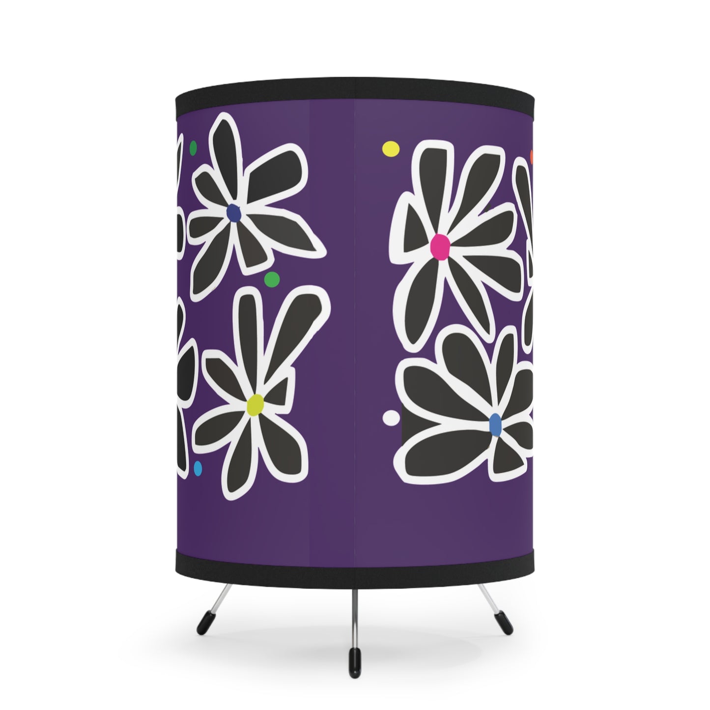 Purple Summer Flower Love Tripod Lamp with High-Res Printed Shade, US\CA plug