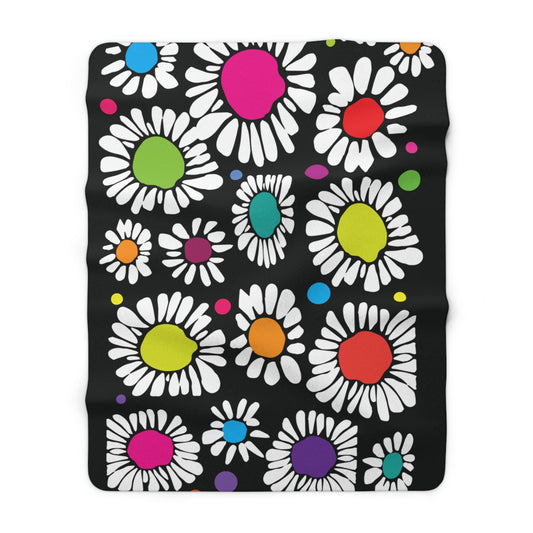Midnight Bloom Sherpa Fleece Blanket