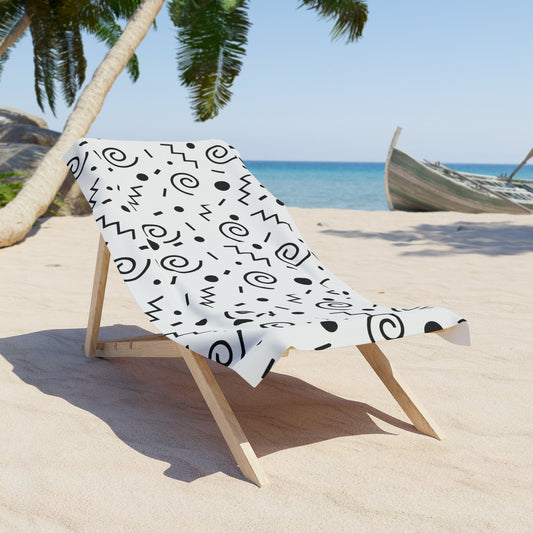 Black & White Scribbles Beach Towel