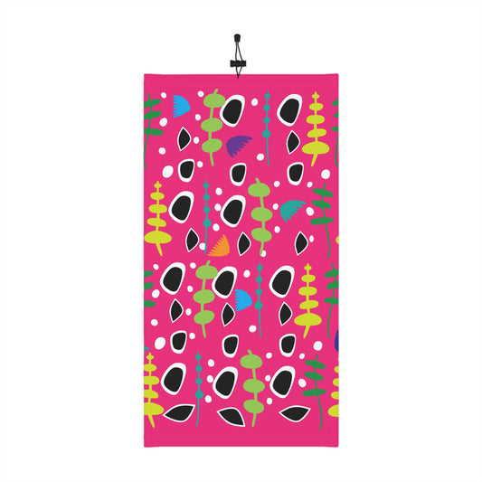 Pink Purple Groovy Garden Winter Neck Gaiter With Drawstring