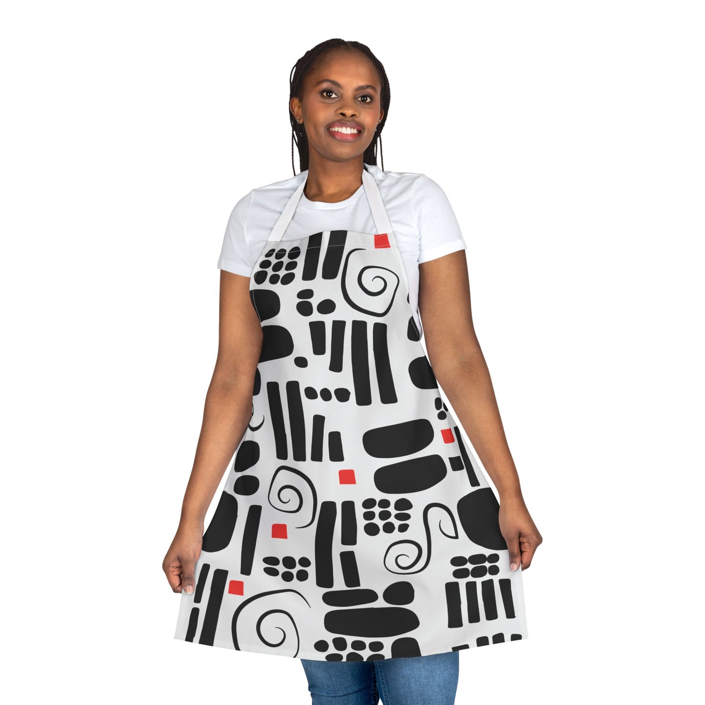 Black & White Twist Apron, 5-Color Straps