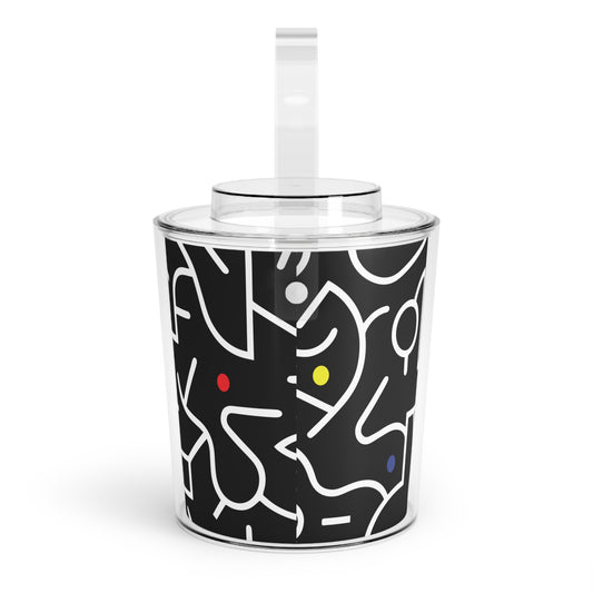 Pop Dots of Color Ice Bucket with Tongs