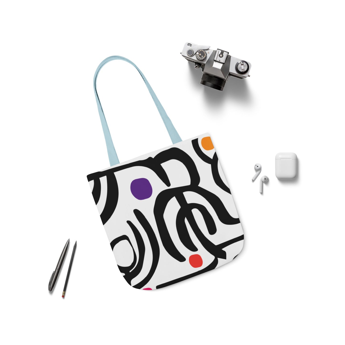 Dot Dot Swirl Canvas Tote Bag (5-Color Straps)