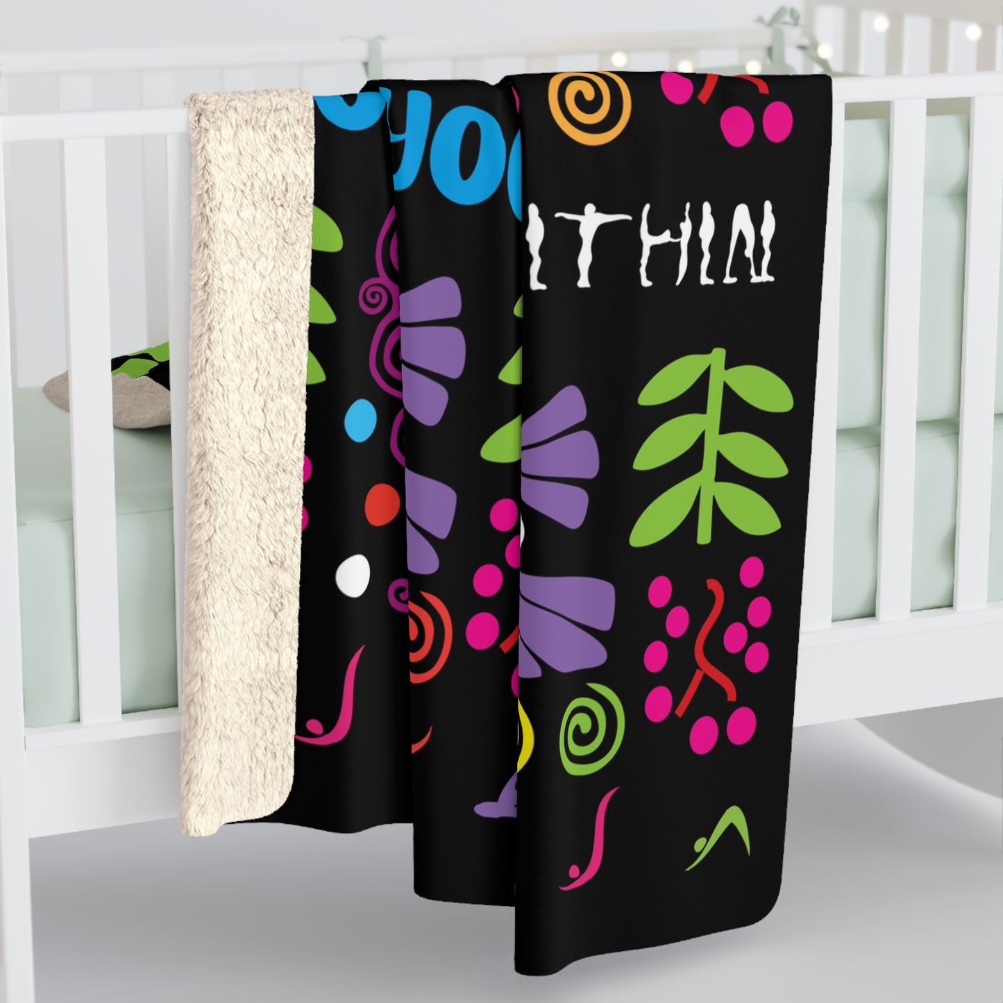 Black Groovy Sherpa Fleece Blanket