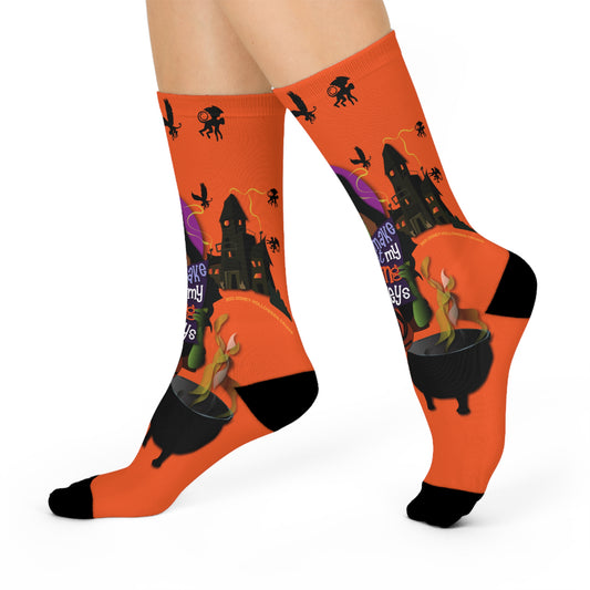 Orange Don't Make Me Flying Monkey Cushioned Crew Socks