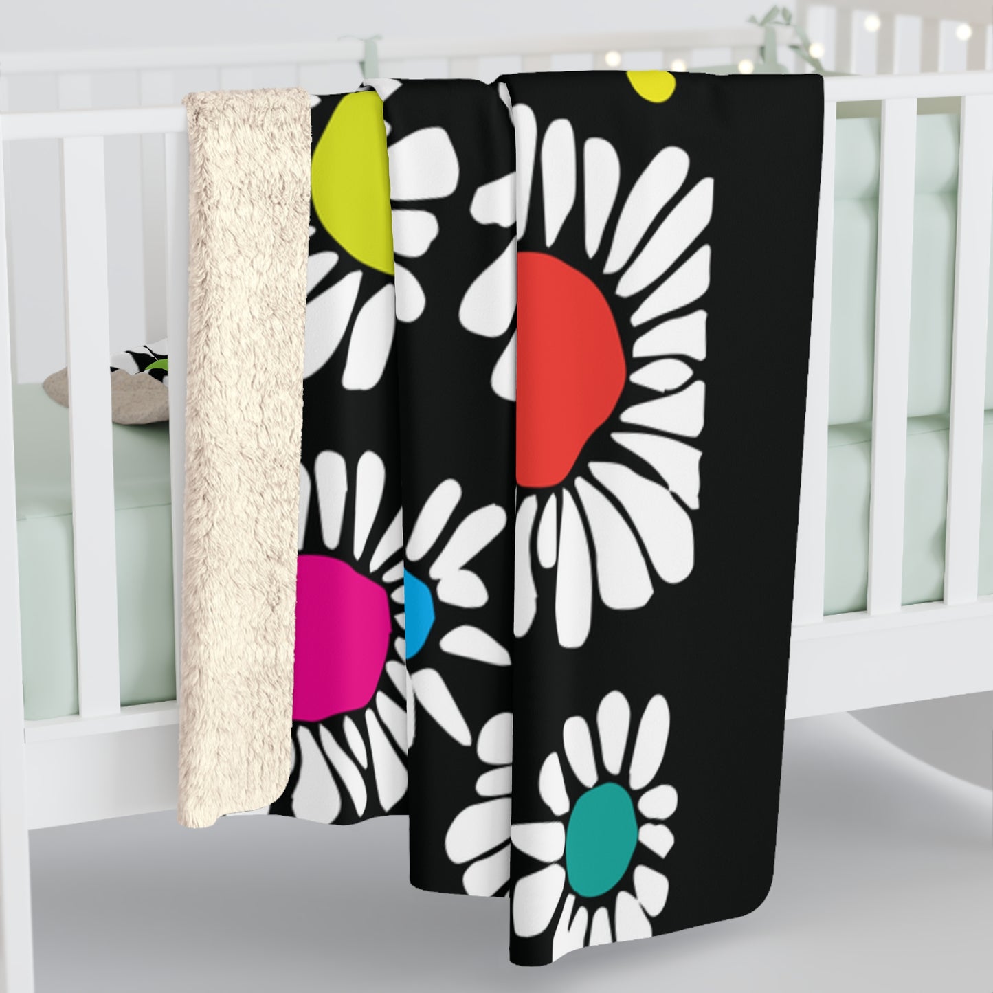 Midnight Bloom Sherpa Fleece Blanket