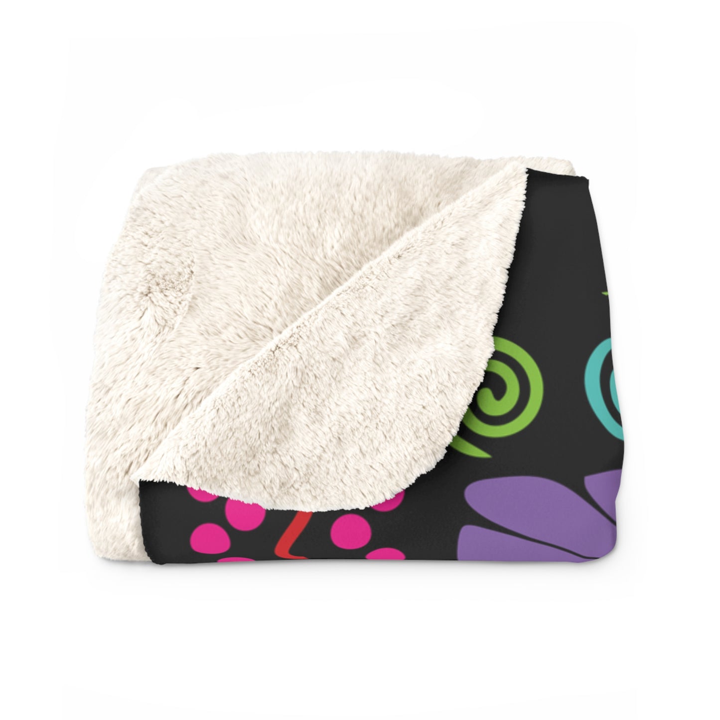 Black Groovy Sherpa Fleece Blanket