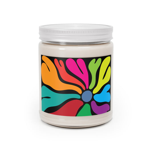 Hippie Flower Scented Soy Candles with White Lid, 9oz