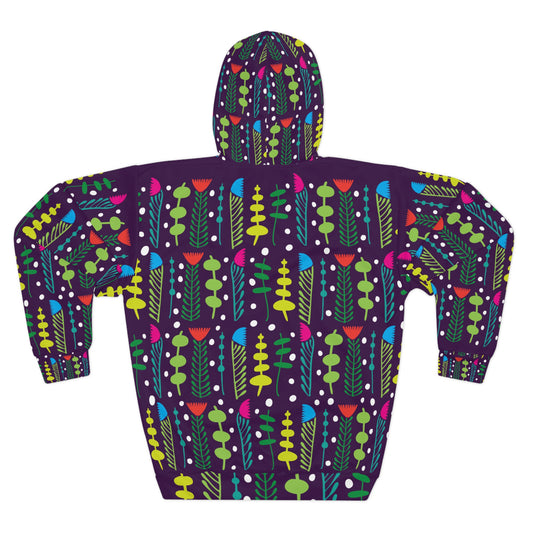 Black Groovy Garden Unisex Pullover Hoodie