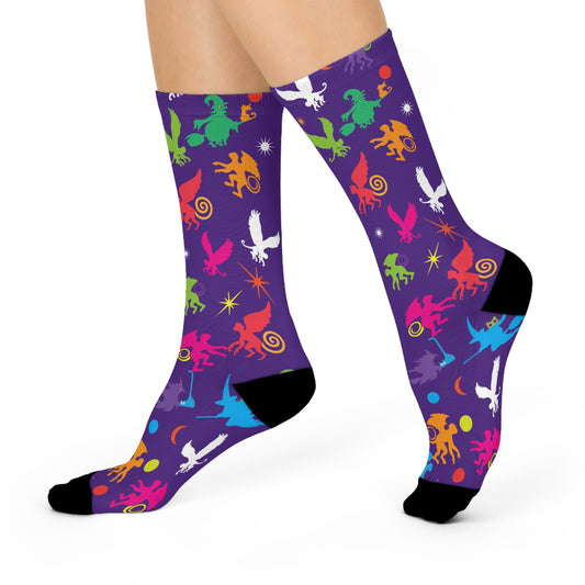 Purple Flying Monkey Socks Cushioned Crew Socks