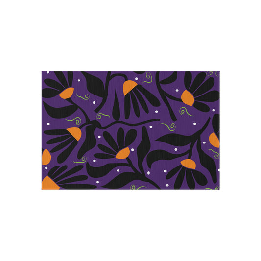Orange Mod Flower Outdoor Rug