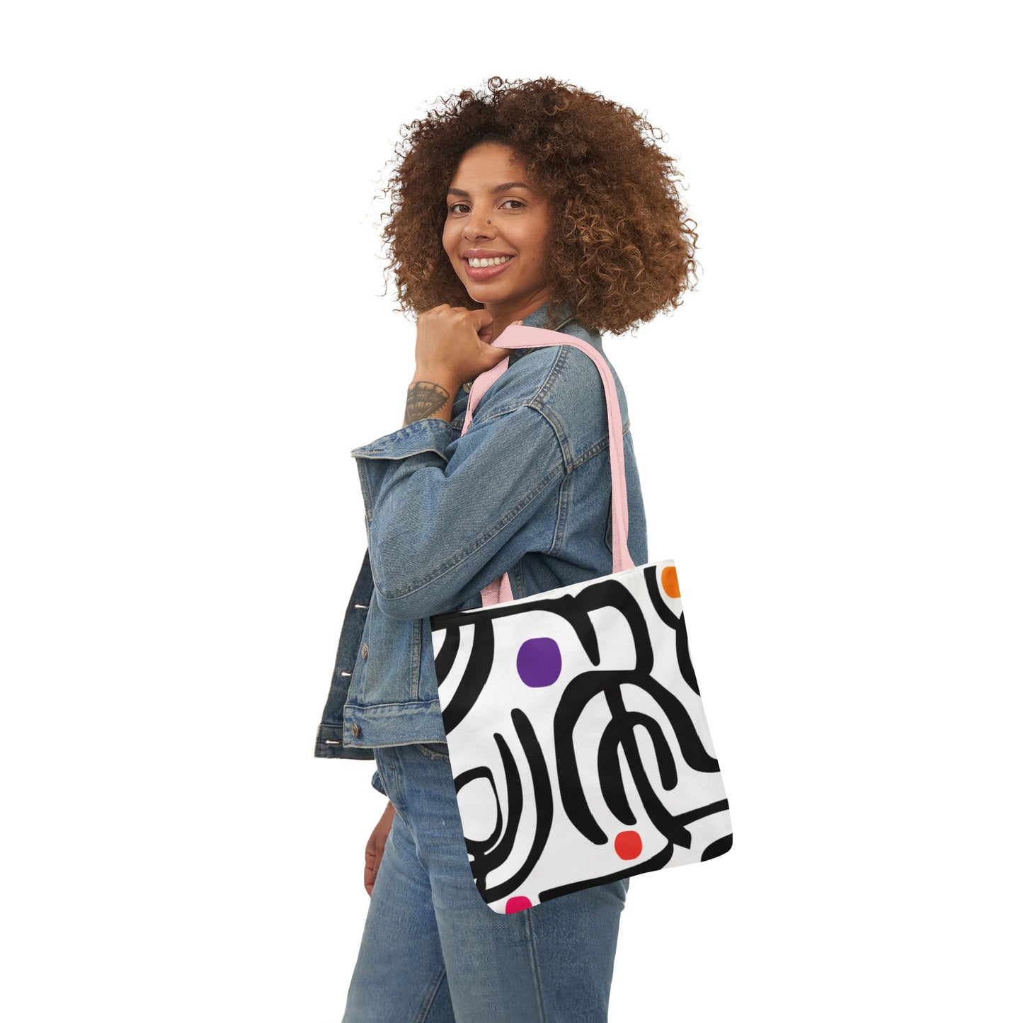 Dot Dot Swirl Canvas Tote Bag (5-Color Straps)
