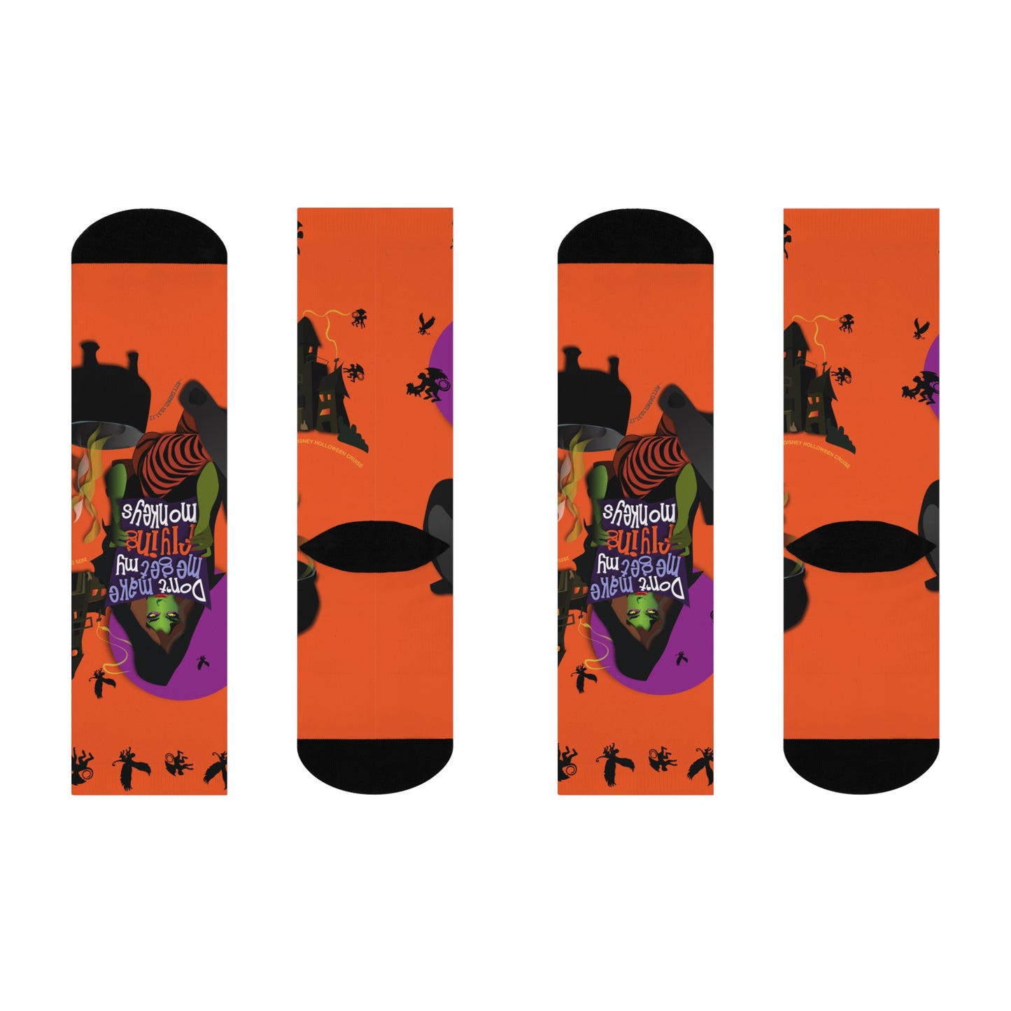 Orange Don't Make Me Flying Monkey Cushioned Crew Socks