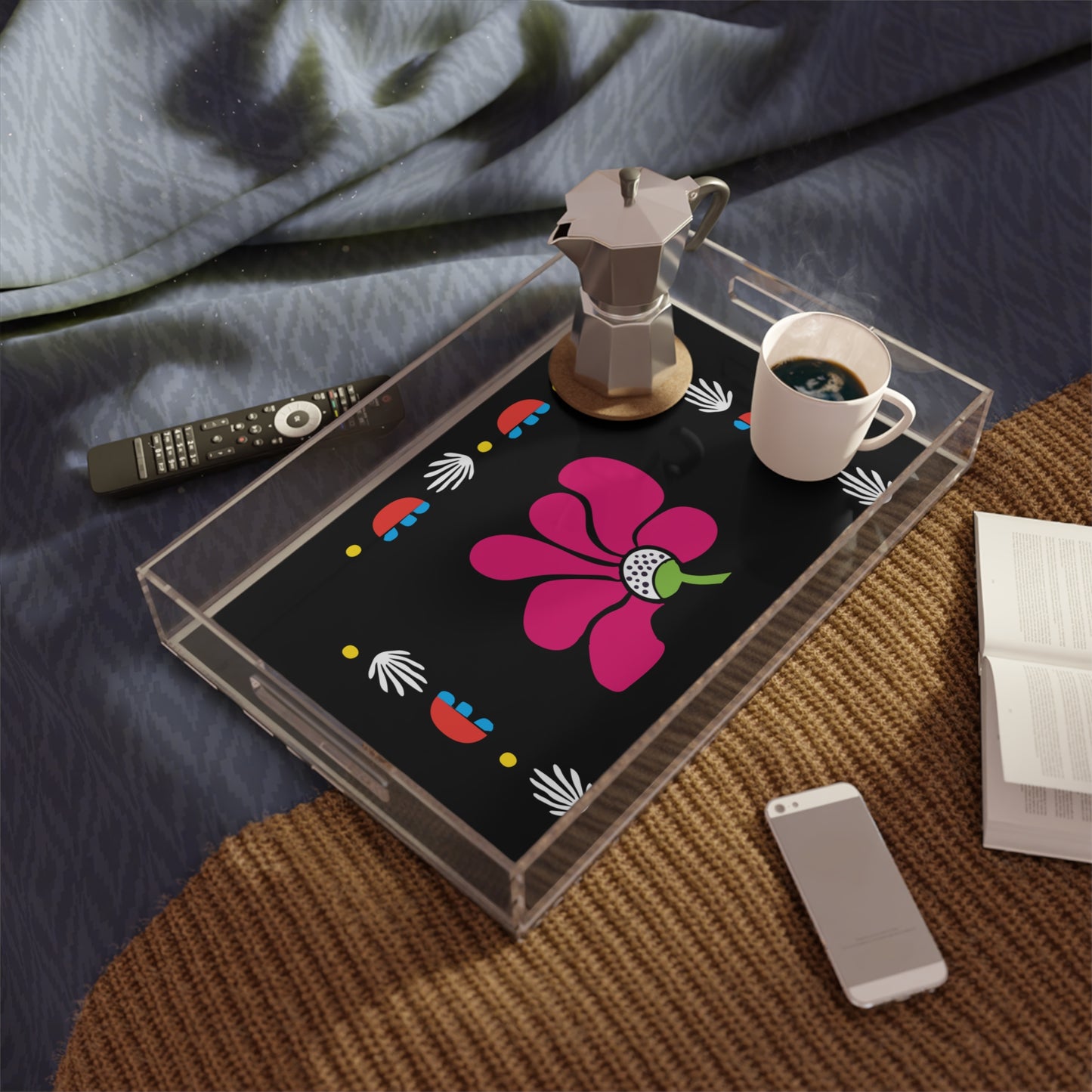 Bloom Noir Acrylic Serving Tray