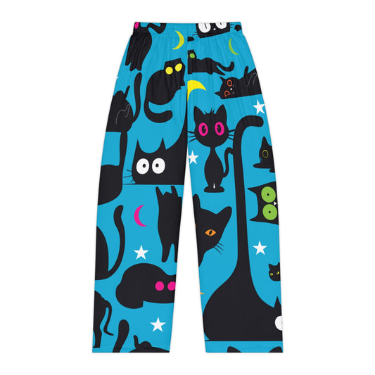 Blue Halloween Cat Women's Pajama Pants