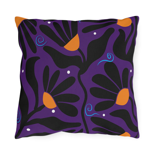 Orange Moonflower Outdoor Pillows