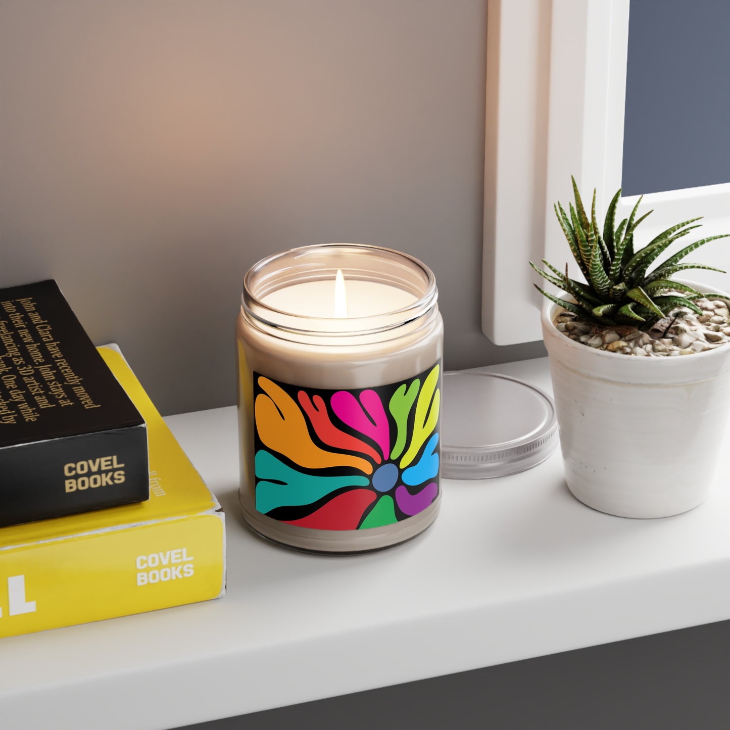 Hippie Flower Scented Soy Candles with White Lid, 9oz