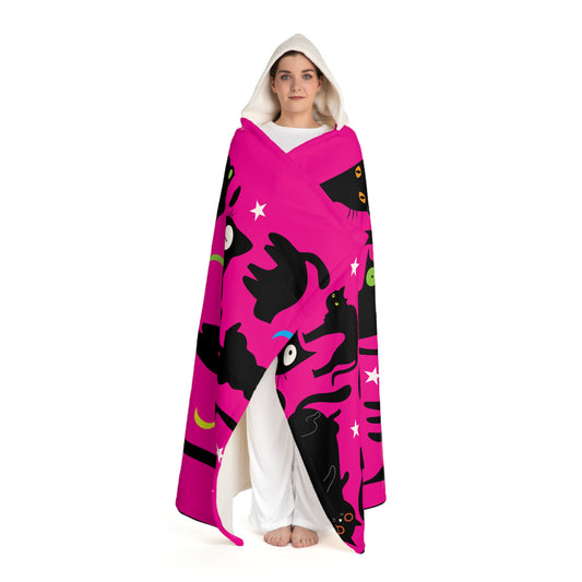 Wicked Whiskers Hooded Sherpa Fleece Blanket