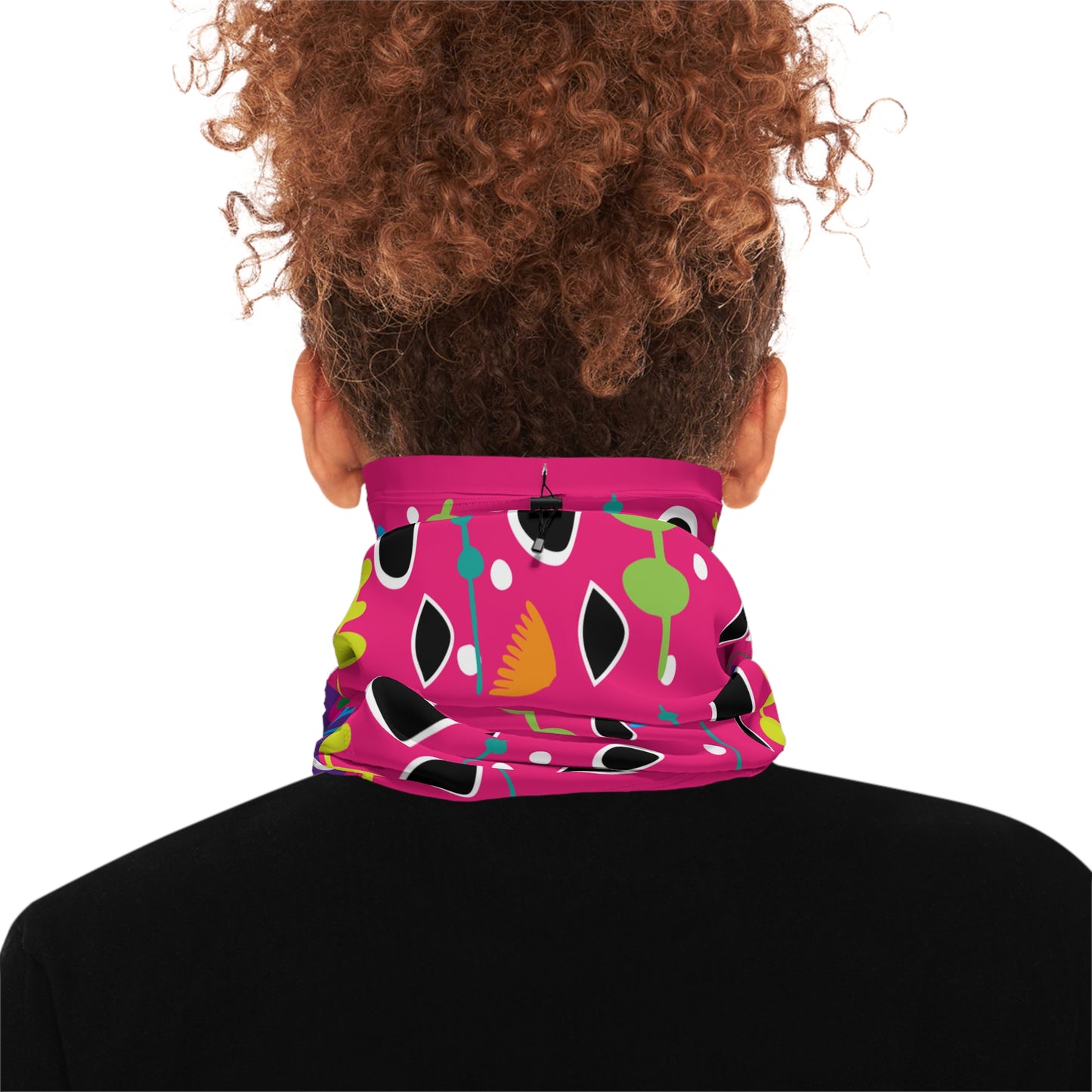 Pink Purple Groovy Garden Winter Neck Gaiter With Drawstring