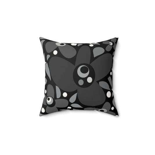 Black Pop Petal Party Faux Suede Square Pillow Success