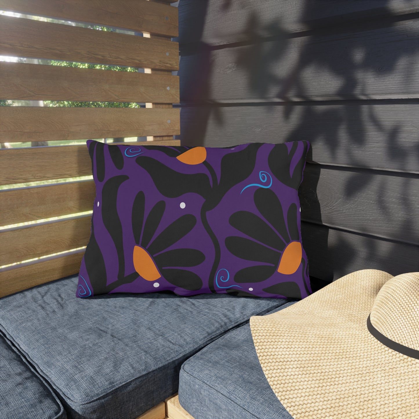 Orange Moonflower Outdoor Pillows