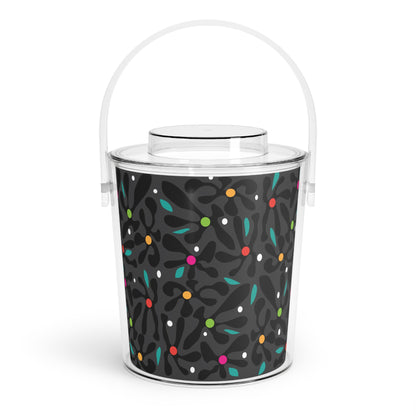 Chromatic Bloom Ice Bucket with Tongs