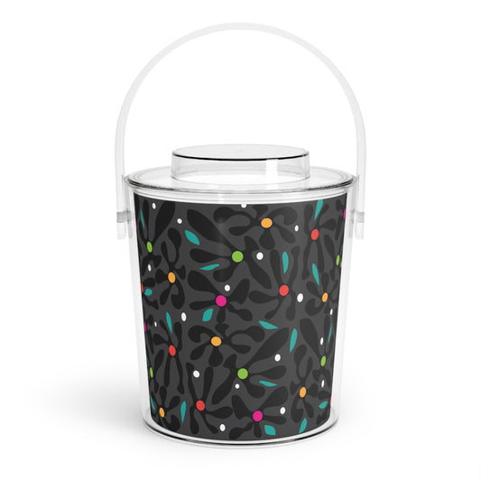 Chromatic Bloom Ice Bucket with Tongs