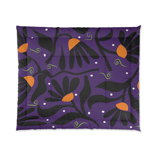 Orange Moon Flower Comforter