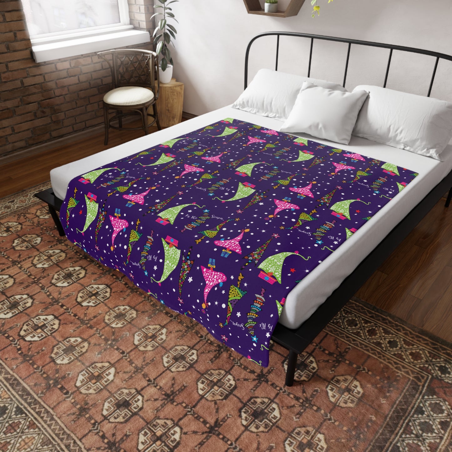 Holiday Trees  Plush Fleece Blanket