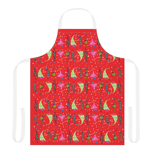 Red 3 Trees Apron, 5-Color Straps (AOP)