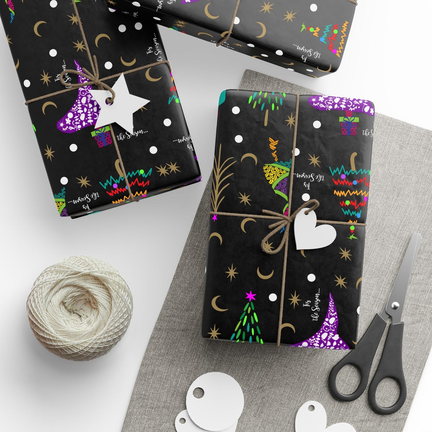 Purple Holiday Trees Wrapping Papers