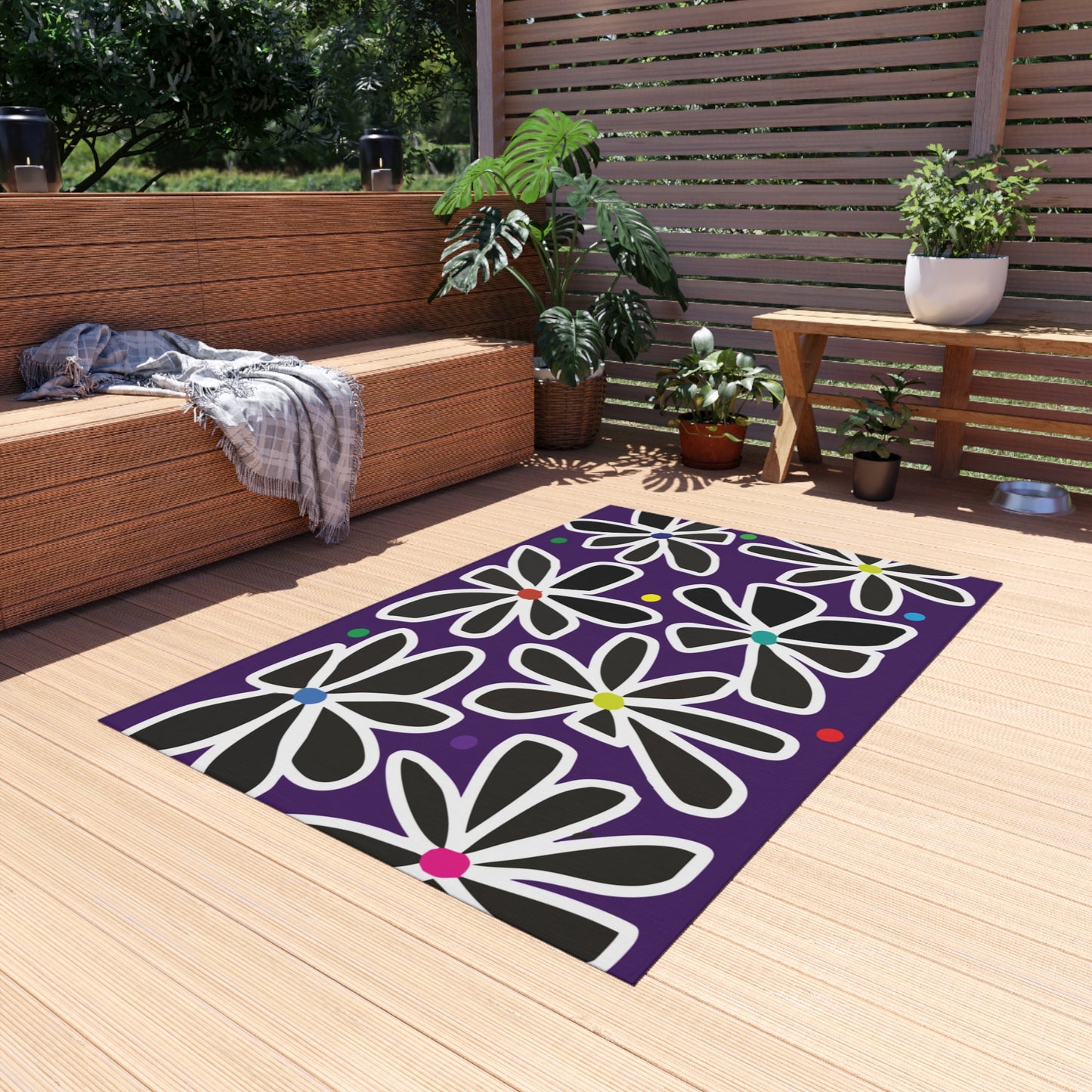 Summer Flower Love Outdoor Rug
