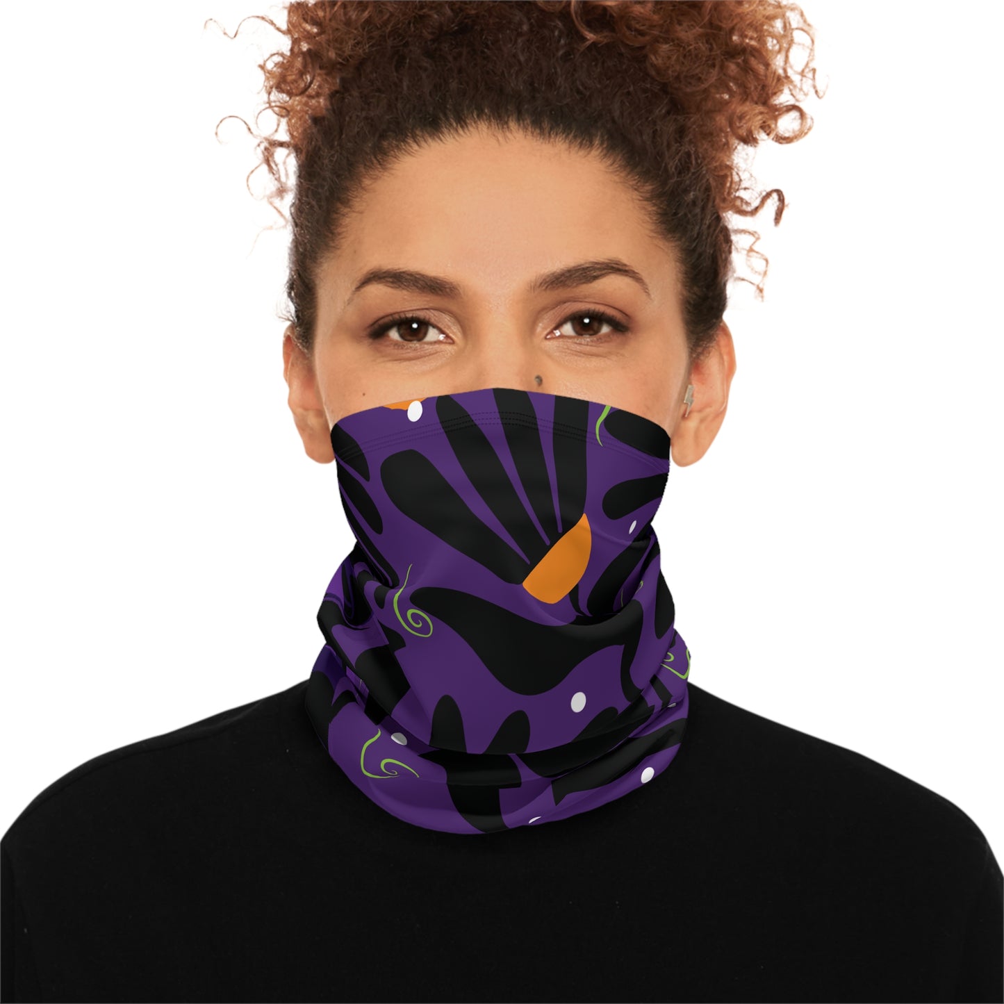 Orange Moon Flower Winter Neck Gaiter With Drawstring