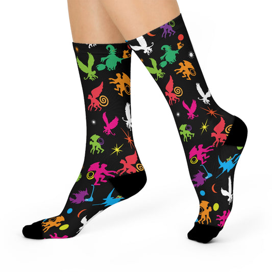 Black  Flying Monkeys Cushioned Crew Socks